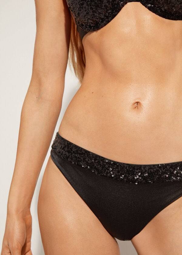 Calzedonia Sequined Cannes rosa Bikinibroekjes Dames Zwart | NL2652TV