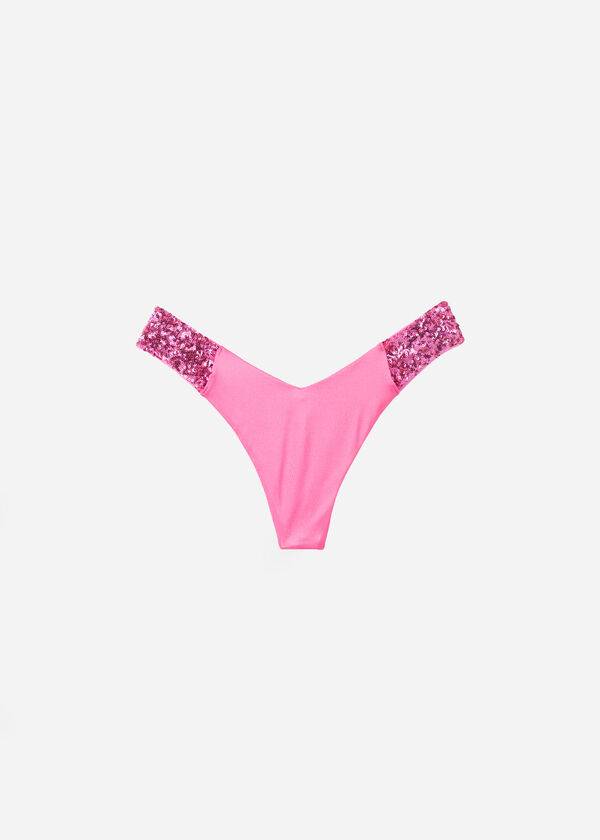 Calzedonia Sequined High-Cut Brazilian Cannes Cheeky Bikinibroekjes Dames Roze | NL2645SO