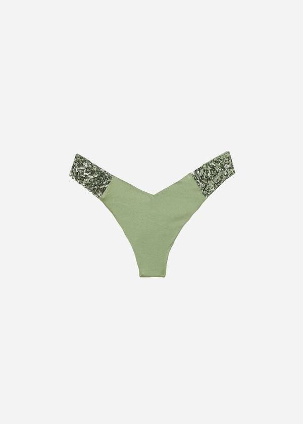 Calzedonia Sequined High-Cut Brazilian Cannes Bikinibroekjes Dames Groen | NL2647PQ