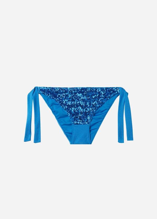 Calzedonia Sequined Side-Tie Cannes Bikinibroekjes Dames Blauw | NL2640NB