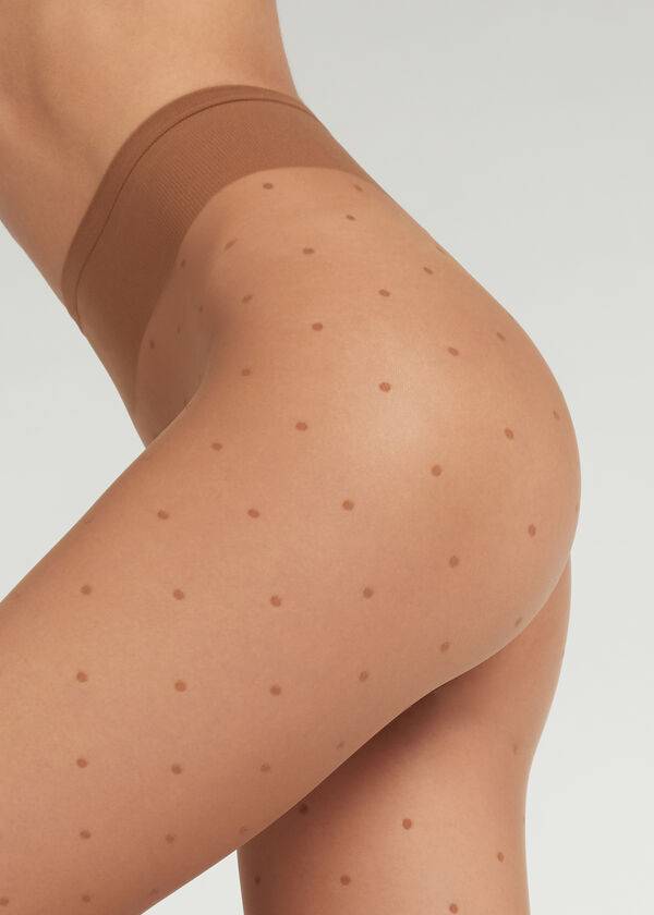 Calzedonia Sheer polka dot Hardloopbroek Dames Beige | NL2956AP