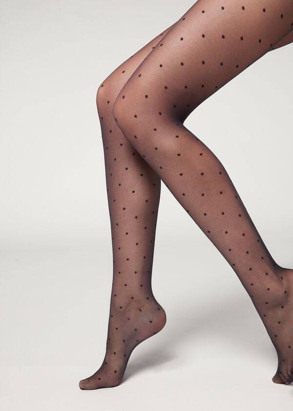 Calzedonia Sheer polka dot Hardloopbroek Dames Blauw | NL2957PQ