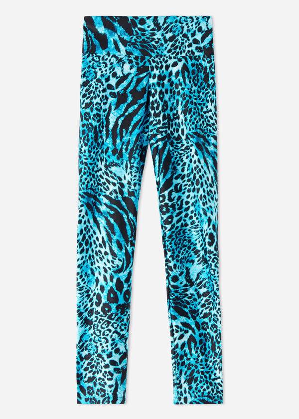 Calzedonia Shiny Animal-Print Atletische Leggings Dames Turquoise | NL1510TV