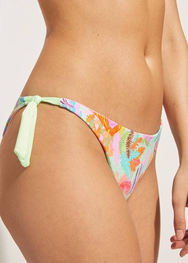 Calzedonia Side-Tie Brazilian Foliage Tahiti Bikinibroekjes Dames Groen | NL2623HK