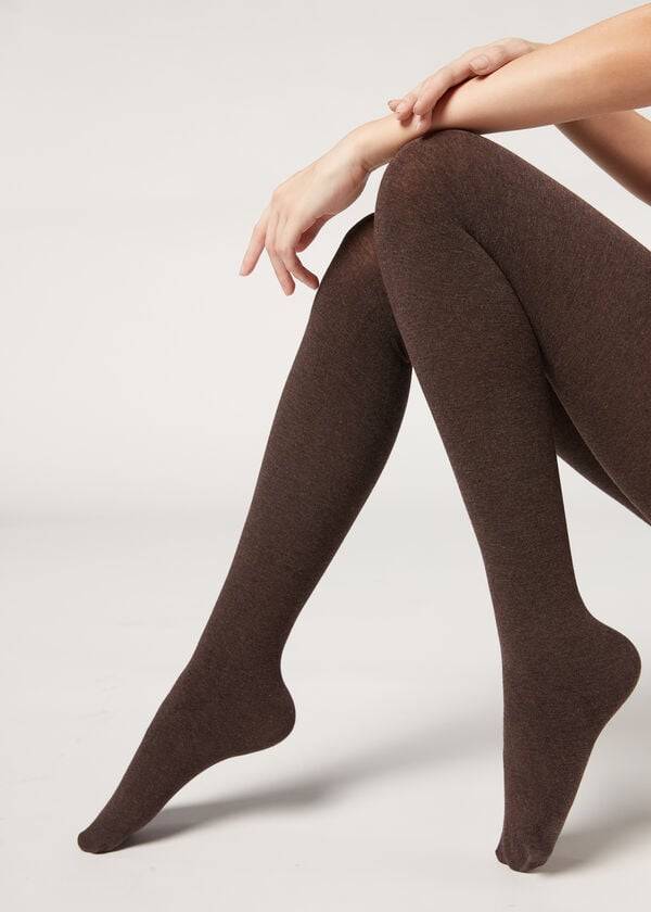 Calzedonia Soft Modal and Cashmere Blend Opaque Hardloopbroek Dames Bruin | NL3126PQ