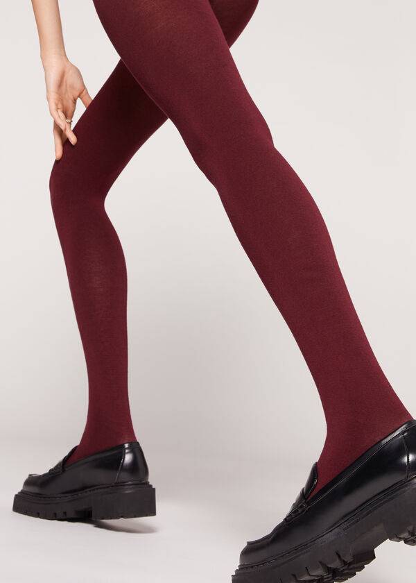 Calzedonia Soft Modal and Cashmere Blend Opaque Hardloopbroek Dames Bordeaux | NL3132RW