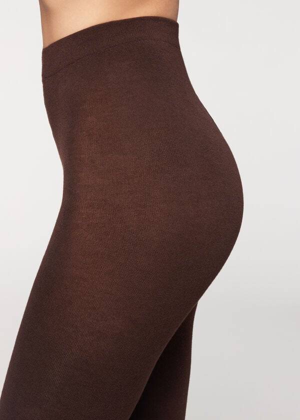 Calzedonia Soft Modal and Cashmere Blend Opaque Hardloopbroek Dames Koffie | NL3133EX