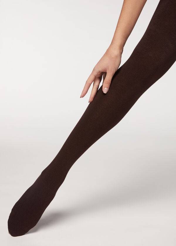 Calzedonia Soft Modal and Cashmere Blend Opaque Hardloopbroek Dames Koffie | NL3133EX