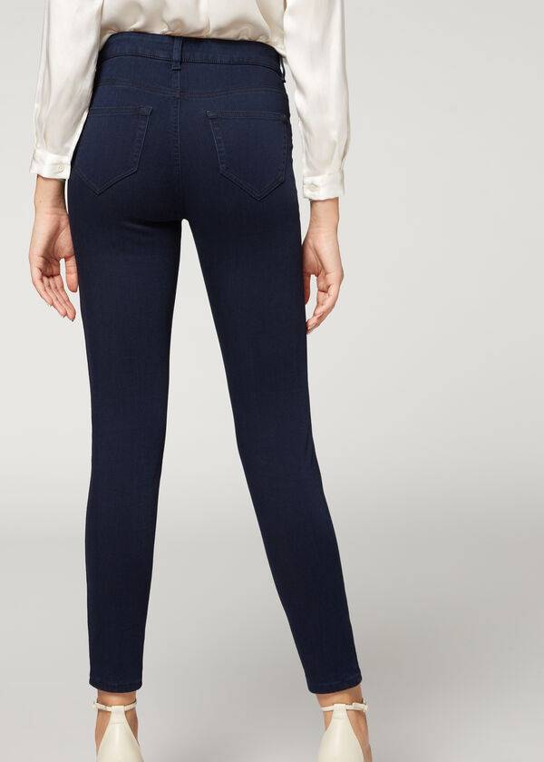 Calzedonia Soft Touch Thermal Mager Jeans Dames Donkerblauw | NL1580VD