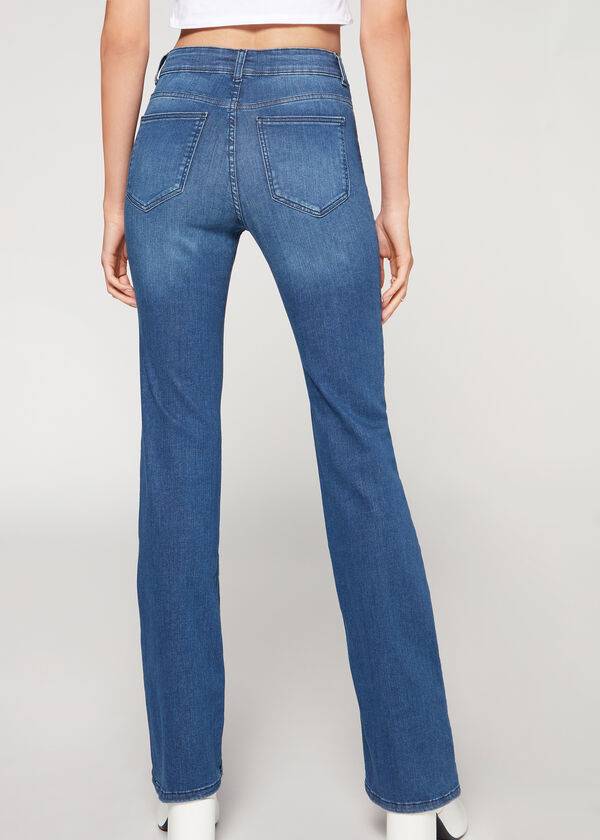 Calzedonia Super Flex Denim High Taille Bootcut Jeans Dames Blauw | NL1577ZG