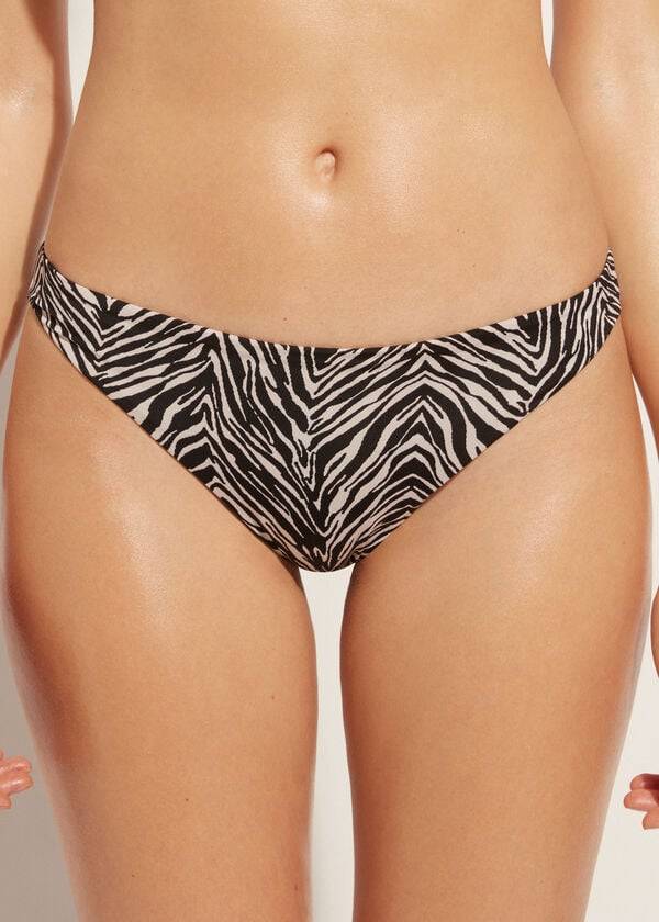 Calzedonia Zebra Nairobi Bikinibroekjes Dames Zwart | NL2530RW